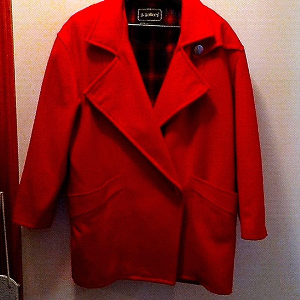 Vintage J gallery wall rayon red plaid inside peacoat double breasted